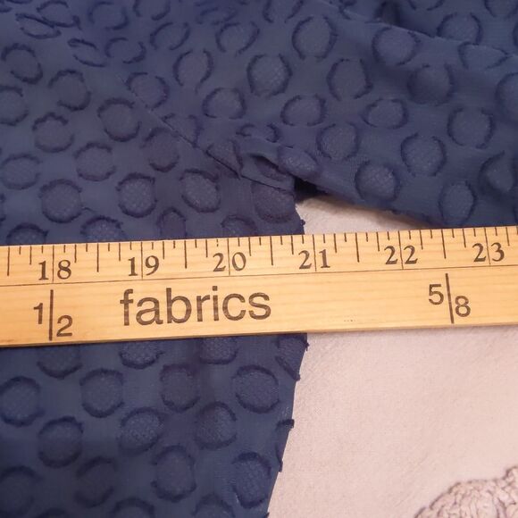 GNU Oversized Navy Blue Women's Top NWT Textured Dots Sheer Gather Accent Sz M - Picture 7 of 10